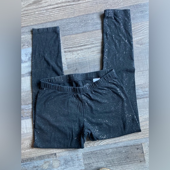 SO Girls Favorite Leggings Size Large ( 10 )  Black with Silver Sparkle Glitter - Picture 3 of 4